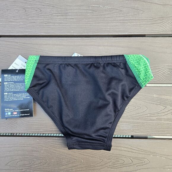 TYR DuraFast Elite Phoenix Destroyer Black/green Racer Boy Swim  Brief Sz 22 New - Picture 2 of 3
